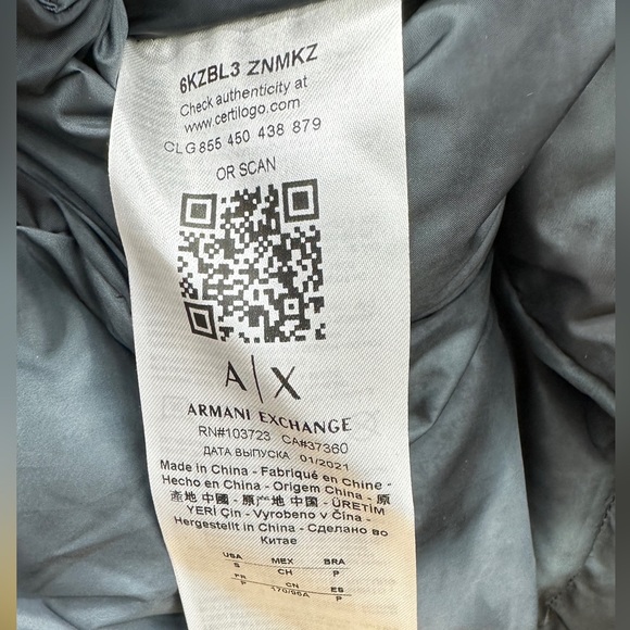 Armani Exchange Puffer Jacket Green Black Reversible 6KZBL3A ZNMKZ 02CA - Picture 13 of 16